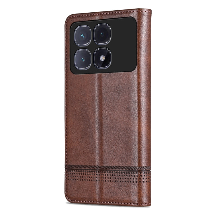 For Redmi K70 Ultra AZNS Magnetic Calf Texture Flip Leather Phone Case(Dark Brown) - free shipping - PMC Jewellery - Order now!