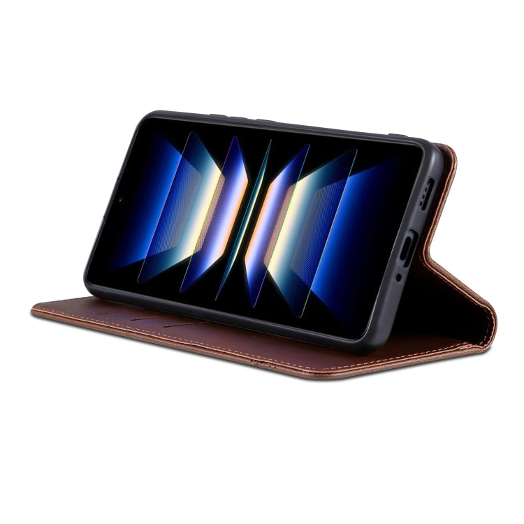 For Redmi K70 Ultra AZNS Magnetic Calf Texture Flip Leather Phone Case(Dark Brown) - free shipping - PMC Jewellery - Order now!