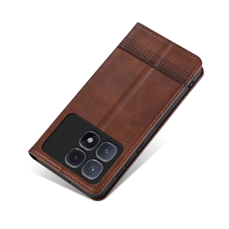 For Redmi K70 Ultra AZNS Magnetic Calf Texture Flip Leather Phone Case(Dark Brown) - free shipping - PMC Jewellery - Order now!