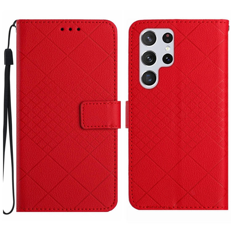 For Samsung Galaxy S25 Ultra 5G Rhombic Grid Texture Leather Phone Case(Red) - Galaxy S25 Ultra 5G Cases by PMC Jewellery | Online Shopping South Africa | PMC Jewellery | Buy Now Pay Later Mobicred