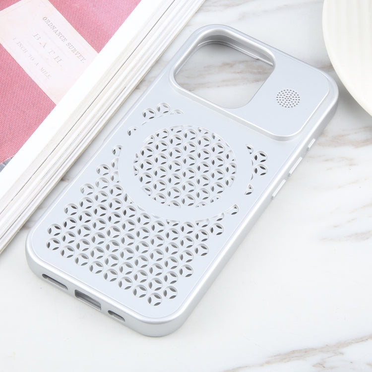 For iPhone 16 Pro Pure Color Honeycomb Aromatherapy MagSafe Phone Case(Silver) - iPhone 16 Pro Cases by PMC TechLife | Online Shopping South Africa | PMC TechLife | Buy Now Pay Later Mobicred