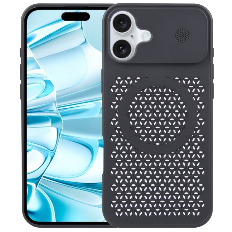 For iPhone 16 Plus Pure Color Honeycomb Aromatherapy MagSafe Phone Case(Black) - iPhone 16 Plus Cases by PMC TechLife | Online Shopping South Africa | PMC TechLife | Buy Now Pay Later Mobicred