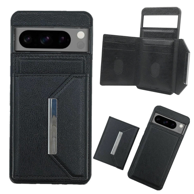 For Google Pixel 9 Pro XL Solid Color Metal Buckle Card Slots Bag Phone Case(Black) - Google Cases by PMC TechLife | Online Shopping South Africa | PMC TechLife | Buy Now Pay Later Mobicred