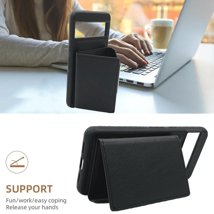 For Google Pixel 9 Pro XL Solid Color Metal Buckle Card Slots Bag Phone Case(Black) - Google Cases by PMC TechLife | Online Shopping South Africa | PMC TechLife | Buy Now Pay Later Mobicred