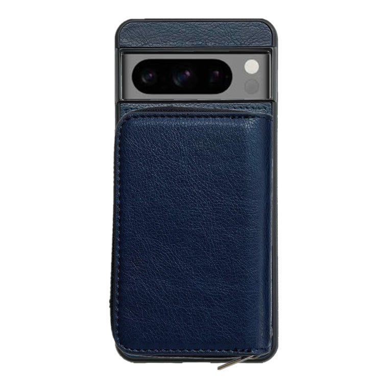 For Google Pixel 9 / 9 Pro Solid Color Zipper 11-Card Slots Bag Phone Case with Lanyard(Blue) - Google Cases by PMC TechLife | Online Shopping South Africa | PMC TechLife | Buy Now Pay Later Mobicred