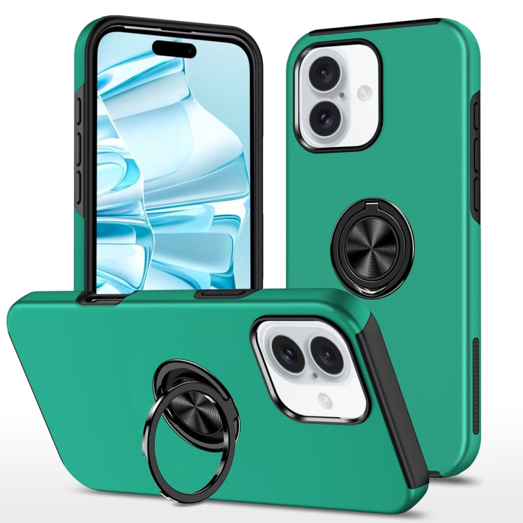 For iPhone 16 Magnetic Ring Holder Phone Case(Dark Green) - iPhone 16 Cases by PMC TechLife | Online Shopping South Africa | PMC TechLife | Buy Now Pay Later Mobicred