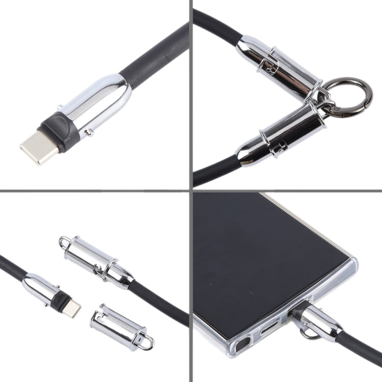 USB-C / Type-C to Type-C Data Cable Phone Anti-lost Short Lanyard, Length: 30cm(Black Braid) - USB-C & Type-C Cable by PMc TechLife | Online Shopping South Africa | PMc TechLife | Buy Now Pay Later Mobicred