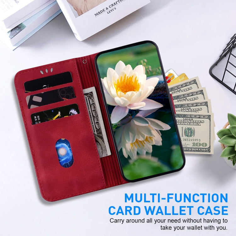 For iPhone 16 Pro Lotus Embossed Leather Phone Case(Red) - iPhone 16 Pro Cases by PMC TechLife | Online Shopping South Africa | PMC TechLife | Buy Now Pay Later Mobicred