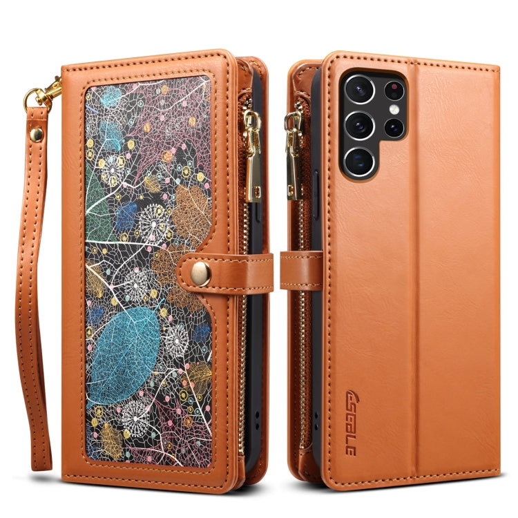 For Samsung Galaxy S25 Ultra 5G ESEBLE Star Series Lanyard Zipper Wallet RFID Leather Case(Brown) - free shipping - PMC Jewellery - Order now!