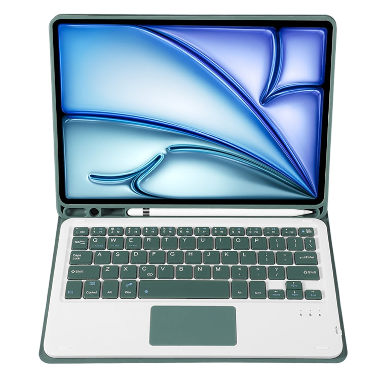 For iPad Air 11 2025 / 2024 / Air 5 10.9 / Air 4 A098B-A Detachable Ultra-Thin Bluetooth Touch Keyboard Leather Tablet Case with Pen Slot(Dark Green) - For iPad Air by PMC Jewellery | Online Shopping South Africa | PMC Jewellery | Buy Now Pay Later Mobicred
