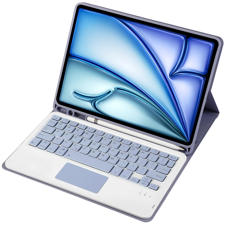 For iPad Air 11 2025 / 2024 / Air 5 10.9 / Air 4 A098B-A Detachable Ultra-Thin Bluetooth Touch Keyboard Leather Tablet Case with Pen Slot(Purple) - For iPad Air by PMC Jewellery | Online Shopping South Africa | PMC Jewellery | Buy Now Pay Later Mobicred