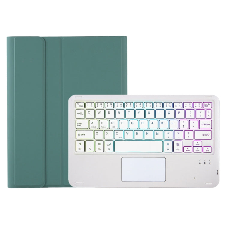 For iPad Air 11 2025 / 2024 / Air 5 10.9 / Air 4 A098B-AS Detachable Ultra-Thin Backlit Bluetooth Touch Keyboard Leather Tablet Case with Pen Slot(Dark Green) - For iPad Air by PMC Jewellery | Online Shopping South Africa | PMC Jewellery | Buy Now Pay Later Mobicred