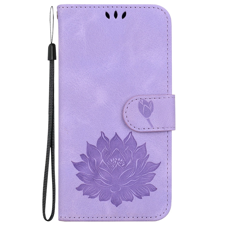For Google Pixel 9 Pro Lotus Embossed Leather Phone Case(Purple) - Google Cases by PMC TechLife | Online Shopping South Africa | PMC TechLife | Buy Now Pay Later Mobicred