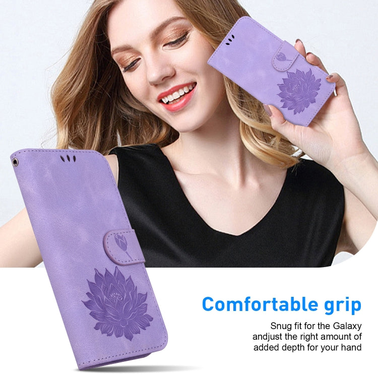 For Google Pixel 9 Pro Lotus Embossed Leather Phone Case(Purple) - Google Cases by PMC TechLife | Online Shopping South Africa | PMC TechLife | Buy Now Pay Later Mobicred