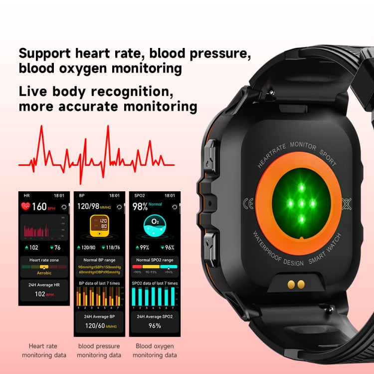 LEMFO C26 1.96 inch Sport Smart Watch, Support Bluetooth Call / Message Notification / Heart Rate / Blood Pressure Health Monitor(Orange) - free shipping - PMC TechLife - Order now!