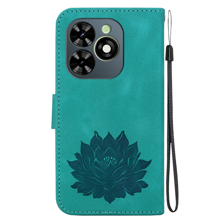 For Tecno Spark G0 2024 / Spark 20 Lotus Embossed Leather Phone Case(Green) - Tecno Cases by PMC Jewellery | Online Shopping South Africa | PMC Jewellery | Buy Now Pay Later Mobicred