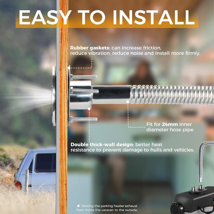 24mm Straight Marine Parking Heater Stainless Steel Vent - Marine Accessories & Parts by PMC TechLife | Online Shopping South Africa | PMC TechLife | Buy Now Pay Later Mobicred