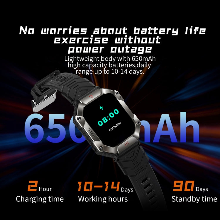 KR80 2.0 inch BT5.1 IP67 Sport Smart Watch, Support Bluetooth Call / Sleep / Blood Oxygen / Heart Rate / Blood Pressure Health Monitor(Black+Orange) - Smart Watches by PMC TechLife | Online Shopping South Africa | PMC TechLife | Buy Now Pay Later Mobicred