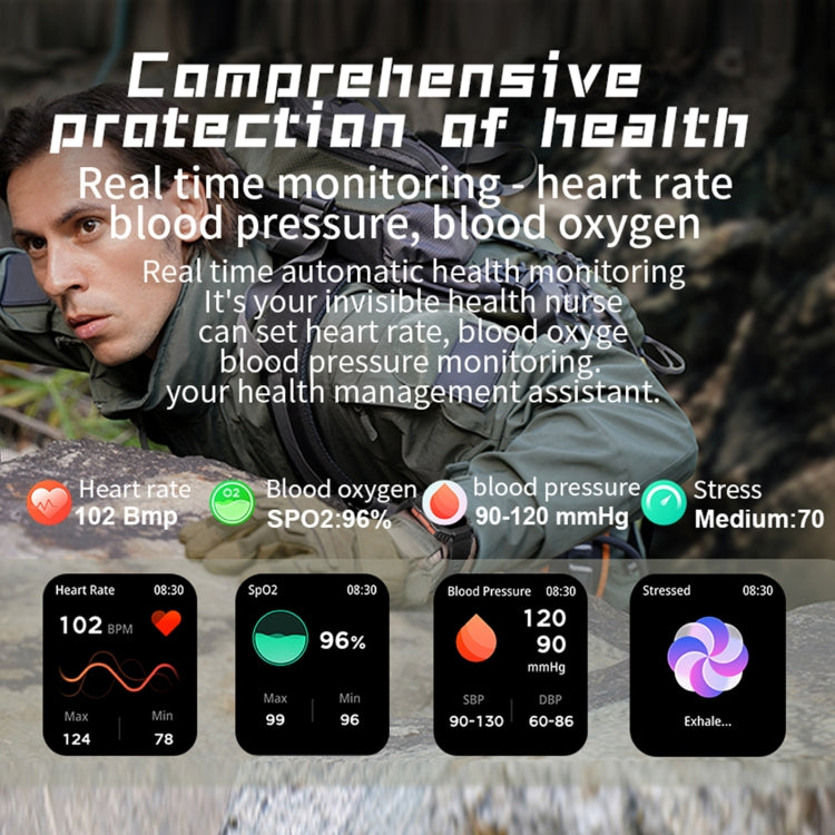 KR80 2.0 inch BT5.1 IP67 Sport Smart Watch, Support Bluetooth Call / Sleep / Blood Oxygen / Heart Rate / Blood Pressure Health Monitor(White+Camouflage) - Smart Watches by PMC TechLife | Online Shopping South Africa | PMC TechLife | Buy Now Pay Later Mobicred