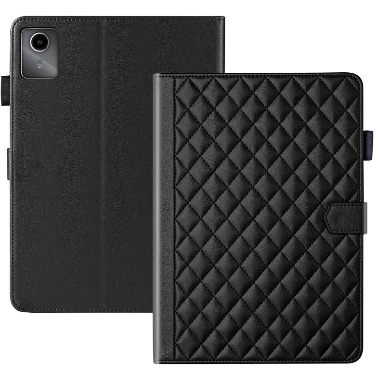 For Lenovo Tab M11 / Xiaoxin Pad 11 2024 Rhombus Lattice Leather Tablet Case(Black) - free shipping - PMC Jewellery - Order now!