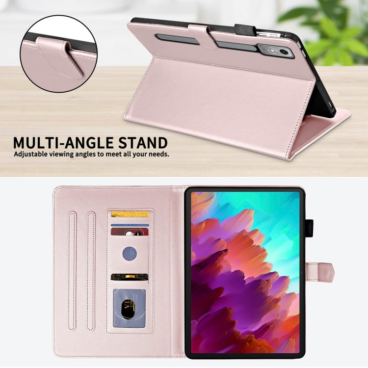 For Lenovo Xiaoxin Pad Pro 12.7 2023 Rhombus Lattice Leather Tablet Case(Rose Gold) - Lenovo by PMC TechLife | Online Shopping South Africa | PMC TechLife | Buy Now Pay Later Mobicred