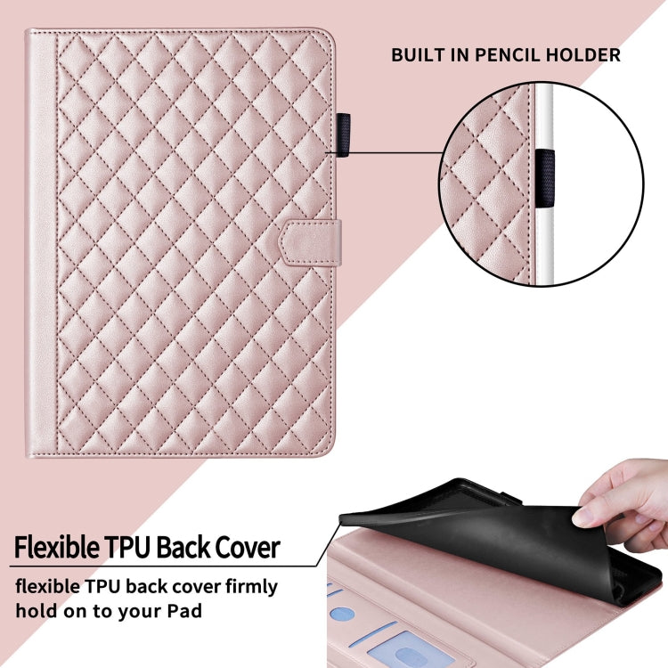 For Lenovo Xiaoxin Pad Pro 12.7 2023 Rhombus Lattice Leather Tablet Case(Rose Gold) - Lenovo by PMC TechLife | Online Shopping South Africa | PMC TechLife | Buy Now Pay Later Mobicred