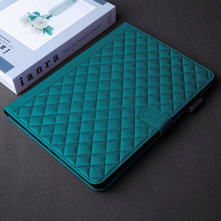 For Lenovo Xiaoxin Pad Pro 11.5 2023 Rhombus Lattice Leather Tablet Case(Dark Green) - Lenovo by PMC TechLife | Online Shopping South Africa | PMC TechLife | Buy Now Pay Later Mobicred