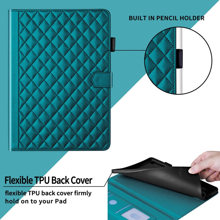For Lenovo Xiaoxin Pad Pro 11.5 2023 Rhombus Lattice Leather Tablet Case(Dark Green) - Lenovo by PMC TechLife | Online Shopping South Africa | PMC TechLife | Buy Now Pay Later Mobicred