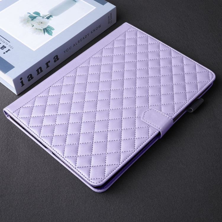 For Lenovo Xiaoxin Pad Pro 12.7 2025 Rhombus Lattice Leather Tablet Case(Purple) - Lenovo by PMC TechLife | Online Shopping South Africa | PMC TechLife | Buy Now Pay Later Mobicred