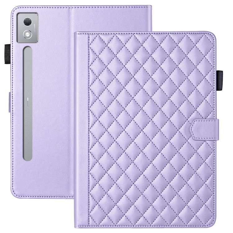 For Lenovo Xiaoxin Pad Pro 12.7 2025 Rhombus Lattice Leather Tablet Case(Purple) - Lenovo by PMC TechLife | Online Shopping South Africa | PMC TechLife | Buy Now Pay Later Mobicred