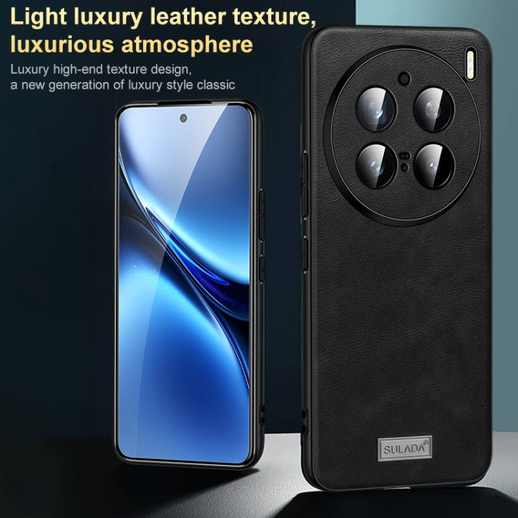 For vivo X100 SULADA Shockproof TPU + Handmade Leather Phone Case(Blue) - vivo Cases by SULADA | Online Shopping South Africa | PMC Jewellery | Buy Now Pay Later Mobicred
