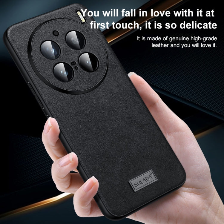 For vivo X100 Ultra SULADA Shockproof TPU + Handmade Leather Phone Case(Black) - free shipping - PMC Jewellery - Order now!