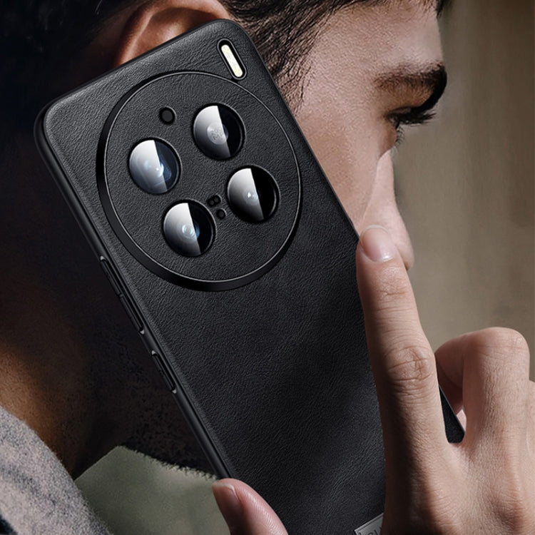 For vivo X100 SULADA Shockproof TPU + Handmade Leather Phone Case(Blue) - vivo Cases by SULADA | Online Shopping South Africa | PMC Jewellery | Buy Now Pay Later Mobicred