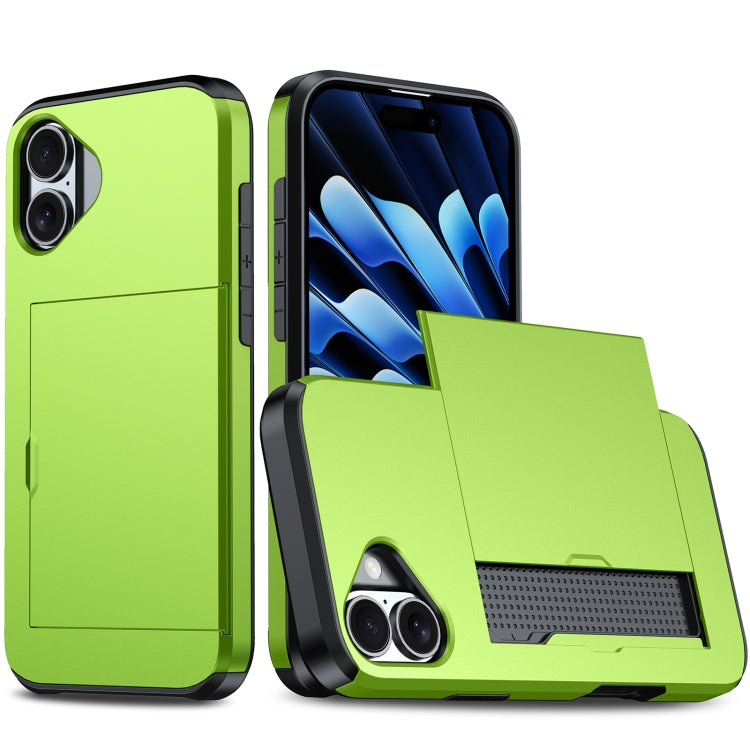For iPhone 16 Shockproof Armor Phone Case with Card Slot(Green) - free shipping - PMC TechLife - Order now!