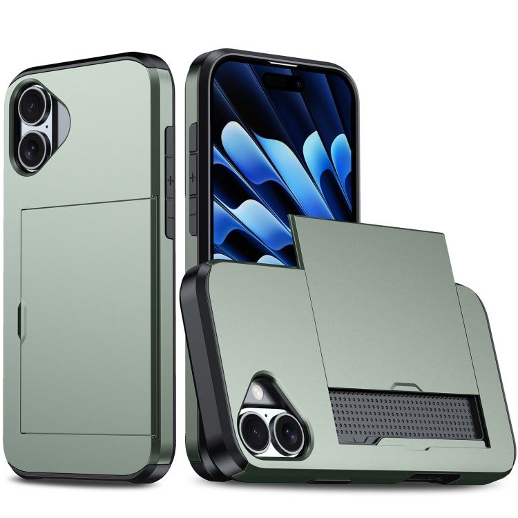 For iPhone 16 Shockproof Armor Phone Case with Card Slot(Dark Green) - iPhone 16 Cases by PMC TechLife | Online Shopping South Africa | PMC TechLife | Buy Now Pay Later Mobicred