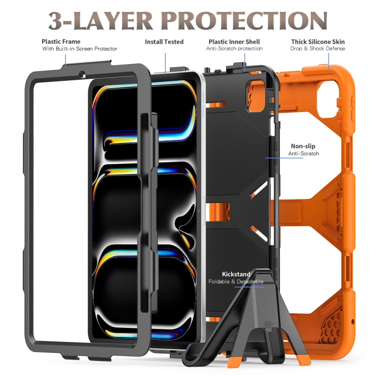 For iPad Pro 11 2024 Colorful Silicone Heavy Duty Hybrid PC Tablet Case(Orange) - iPad Pro 11 2024 Cases by PMC TechLife | Online Shopping South Africa | PMC TechLife | Buy Now Pay Later Mobicred