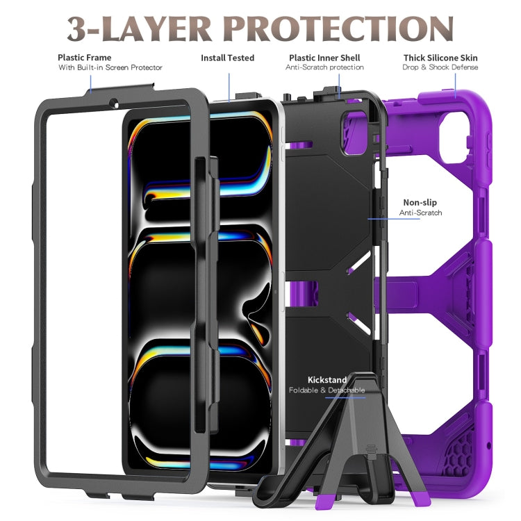 For iPad Pro 11 2024 Colorful Silicone Heavy Duty Hybrid PC Tablet Case(Purple) - iPad Pro 11 2024 Cases by PMC TechLife | Online Shopping South Africa | PMC TechLife | Buy Now Pay Later Mobicred