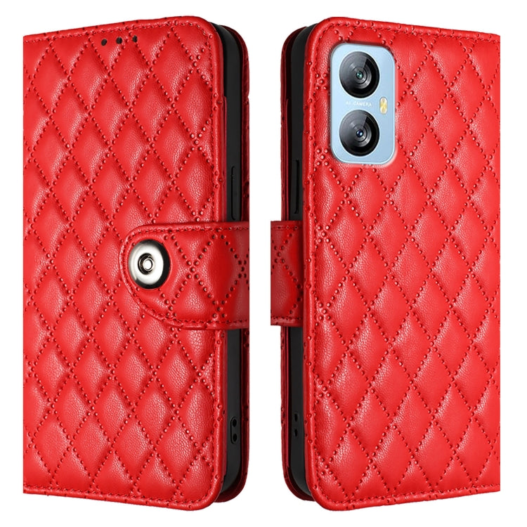 For Blackview A52 Rhombic Texture Flip Leather Phone Case with Lanyard(Red) - More Brand by PMC TechLife | Online Shopping South Africa | PMC TechLife | Buy Now Pay Later Mobicred