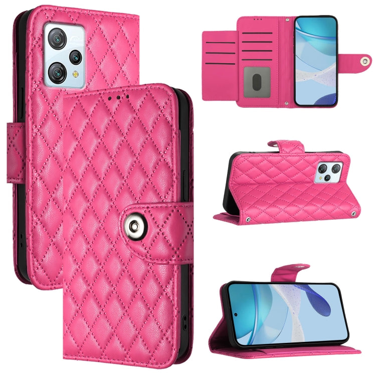 For Blackview A53 Rhombic Texture Flip Leather Phone Case with Lanyard(Rose Red) - More Brand by PMC TechLife | Online Shopping South Africa | PMC TechLife | Buy Now Pay Later Mobicred