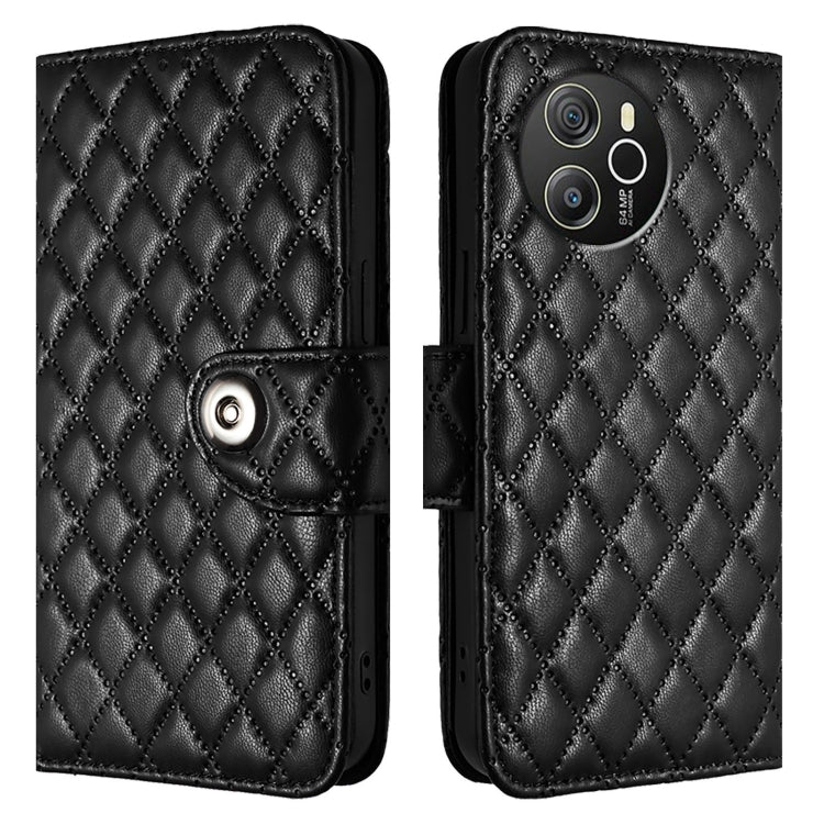 For Blackview Shark 8 Rhombic Texture Flip Leather Phone Case with Lanyard(Black) - More Brand by PMC TechLife | Online Shopping South Africa | PMC TechLife | Buy Now Pay Later Mobicred