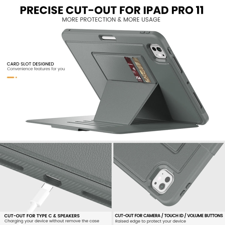 For iPad Pro 11 2024 Smart B Magnetic Holder Leather Tablet Case(Grey) - iPad Pro 11 2024 Cases by PMC TechLife | Online Shopping South Africa | PMC TechLife | Buy Now Pay Later Mobicred