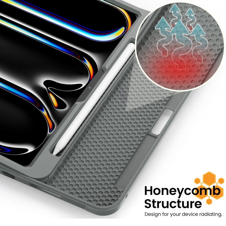 For iPad Pro 11 2024 Smart B Magnetic Holder Leather Tablet Case(Grey) - iPad Pro 11 2024 Cases by PMC TechLife | Online Shopping South Africa | PMC TechLife | Buy Now Pay Later Mobicred