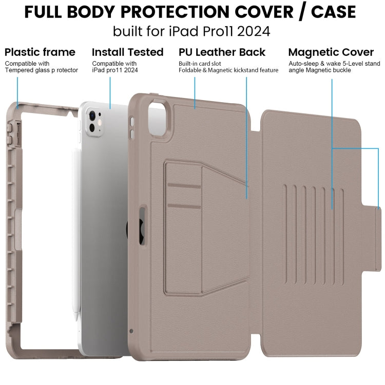 For iPad Pro 11 2024 Smart B Magnetic Holder Leather Tablet Case(Rose Gold) - iPad Pro 11 2024 Cases by PMC TechLife | Online Shopping South Africa | PMC TechLife | Buy Now Pay Later Mobicred
