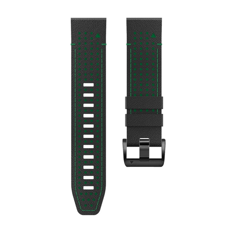 For Garmin Fenix 7 22mm Dot Hole Silicone Leather Quick Release Watch Band(Black Green) - free shipping - PMc TechLife - Order now!