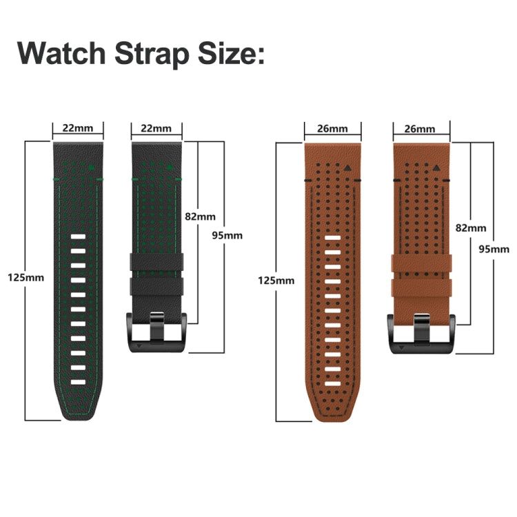 For Garmin Fenix 7 22mm Dot Hole Silicone Leather Quick Release Watch Band(Black Green) - free shipping - PMc TechLife - Order now!
