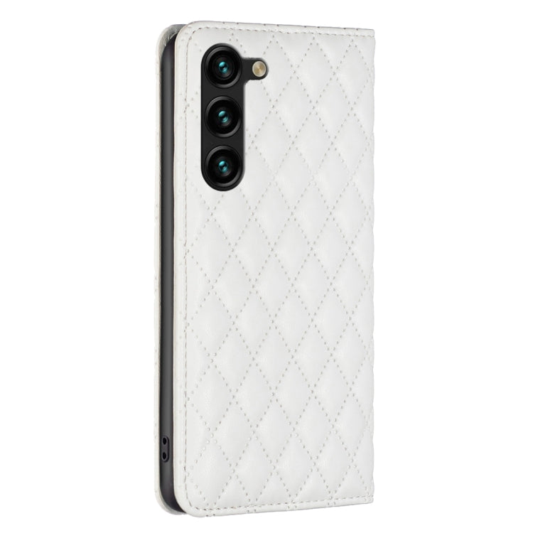 For Samsung Galaxy S25+ 5G Diamond Lattice Magnetic Leather Flip Phone Case(White) - Galaxy S25+ 5G Cases by PMC Jewellery | Online Shopping South Africa | PMC Jewellery | Buy Now Pay Later Mobicred