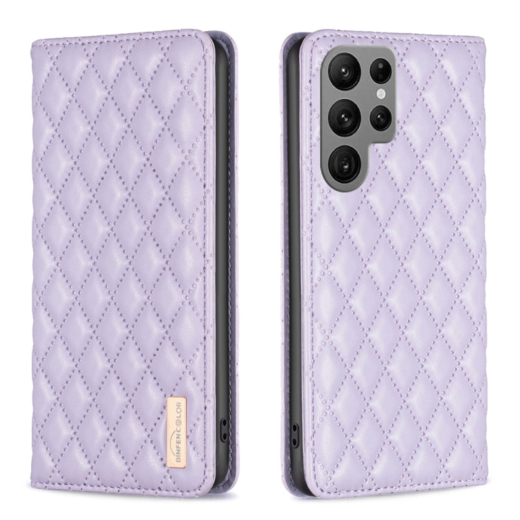 For Samsung Galaxy S25 Ultra 5G Diamond Lattice Magnetic Leather Flip Phone Case(Purple) - Galaxy S25 Ultra 5G Cases by PMC Jewellery | Online Shopping South Africa | PMC Jewellery | Buy Now Pay Later Mobicred