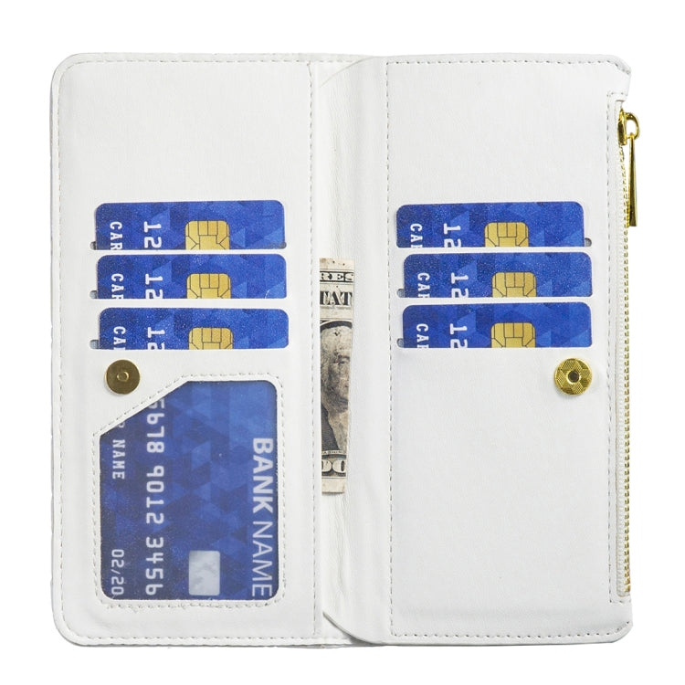 For Samsung Galaxy S25 5G Diamond Lattice Zipper Wallet Leather Flip Phone Case(White) - Galaxy S25 5G Cases by PMC TechLife | Online Shopping South Africa | PMC TechLife | Buy Now Pay Later Mobicred