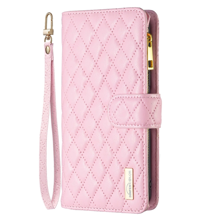 For Samsung Galaxy S25+ 5G Diamond Lattice Zipper Wallet Leather Flip Phone Case(Pink) - Galaxy S25+ 5G Cases by PMC TechLife | Online Shopping South Africa | PMC TechLife | Buy Now Pay Later Mobicred