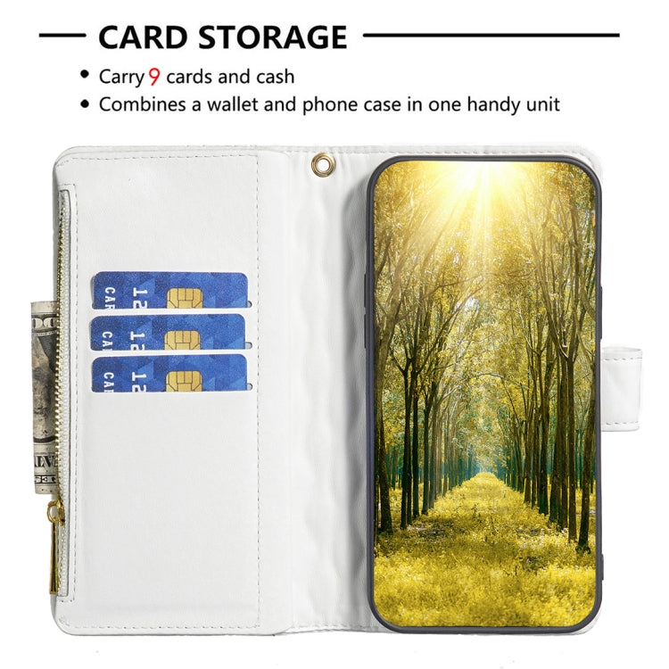 For Samsung Galaxy S25 Ultra 5G Diamond Lattice Zipper Wallet Leather Flip Phone Case(White) - Galaxy S25 Ultra 5G Cases by PMC TechLife | Online Shopping South Africa | PMC TechLife | Buy Now Pay Later Mobicred